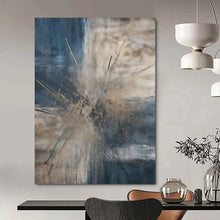 Load image into Gallery viewer, “Blue and Brown Abstract Burst” – Dramatic Abstract with Bursting Colors DTP119
