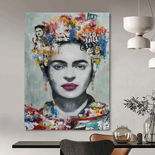 Load image into Gallery viewer, Colorful Mixed - Media Abstract Portrait, Frida - Themed Art for Bohemian Living Room &amp; Art Gallery LargeART2184
