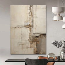 Load image into Gallery viewer, “Industrial - Inspired Abstract” - Beige, Grey, Brown Abstract Art on Canvas DKH1319

