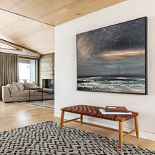 Load image into Gallery viewer, Dark Starry Ocean Abstract Painting for Industrial Loft &amp; Cosy Reading Nook DKH105

