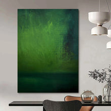 Load image into Gallery viewer, “Mystic Green Gradient” - Dark Green Abstract Art on Canvas DKH1188
