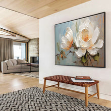 Load image into Gallery viewer, White Peony Blooms Large - scale acrylic painting DLZ174

