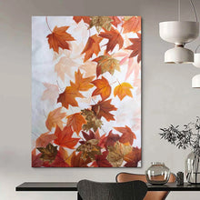Load image into Gallery viewer, Orange &amp; Gold Leaf Abstract Art, Ideal for Warm - Toned Living Room &amp; Cozy Fireplace Nook LargeART2079
