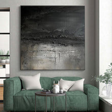 Load image into Gallery viewer, Black Textured Abstraction Art for Industrial Lounge &amp; Art Gallery LargeART0858
