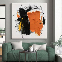 Load image into Gallery viewer, Black, Yellow, and Orange Abstract Forms Acrylic Art - Perfect for Contemporary Gallery &amp; Vibrant Studio Space LargeART0607

