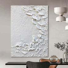 Load image into Gallery viewer, “White Impasto Blooms” – Thick, petal - like white impasto on a textured white background DTP373
