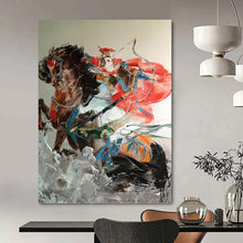 Load image into Gallery viewer, “Chinese Warrior on Horseback” - Oriental Figure Art on Canvas DKH1589
