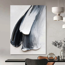 Load image into Gallery viewer, “Black and White Impasto Strokes” - Textured Minimalist Art on Canvas DKH1676
