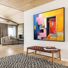 Load image into Gallery viewer, Geometric Doorway Abstract Painting on Canvas - “Architectural Pop” DKH642
