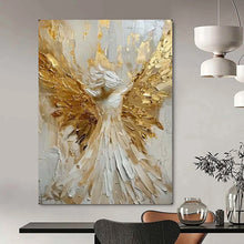 Load image into Gallery viewer, Gold &amp; White Textured Abstract Painting, Ideal for Spiritual Bedroom &amp; Luxe Living Room LargeART2135
