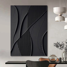 Load image into Gallery viewer, “Black Abstract Relief” - Modern Textured Art on Canvas DKH1465
