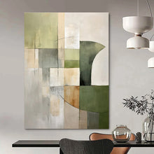 Load image into Gallery viewer, Green &amp; Gray Geometric Abstract Painting, Ideal for Modern Living Room &amp; Art - Filled Hallway LargeART1440
