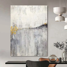 Load image into Gallery viewer, “Abstract Grey Landscape with Gold Blossoms” - Grey, Gold Abstract Art on Canvas DKH1173
