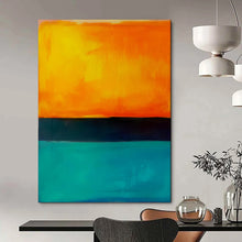 Load image into Gallery viewer, Orange, Black &amp; Teal Color - Blocked Abstract, Ideal for Energetic Game Room &amp; Bold Home Bar LargeART1949
