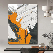 Load image into Gallery viewer, “Orange, Grey, White Abstract” - Modern Abstract Art on Canvas DKH1528

