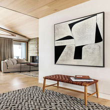 Load image into Gallery viewer, Abstract Painting on Canvas: Monochrome Geometric Abstraction - “Bold Simplicity” DKH582

