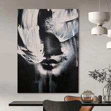 Load image into Gallery viewer, “Monochrome Face Fragment” – Black and white, abstracted face with bold brushstrokes. DTP331
