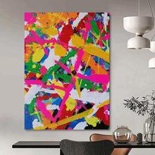 Load image into Gallery viewer, “Vibrant Color Splash Abstract” - Multicolor Abstract Art on Canvas DKH1260
