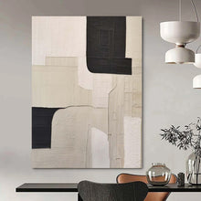 Load image into Gallery viewer, Grand Hand - painted Black &amp; White Geometric Layered Acrylic Art for Contemporary Lounges LargeART0148
