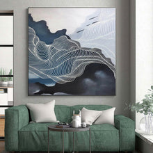 Load image into Gallery viewer, Large - Format Black and White Wavy Lines Acrylic for Modern Dance Studio &amp; Minimalist Office LargeART0358
