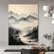 Load image into Gallery viewer, Misty Mountain Landscape Abstract Canvas Painting, Ideal for Zen - Inspired Study &amp; Nature - Themed Living Room LargeART1212
