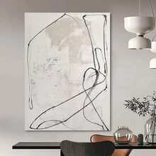Load image into Gallery viewer, Oversized Hand - painted Black &amp; White Sketchy Lines Art for Industrial - Style Galleries LargeART0163
