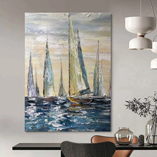 Load image into Gallery viewer, Sailboat Seascape Canvas Painting, Ideal for Coastal Home Office &amp; Nautical - Themed Living Room LargeART1302
