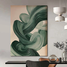Load image into Gallery viewer, Green - Toned Flowing Ribbons Abstract Art, Suited for Modern Living Room &amp; Creative Studio LargeART1928
