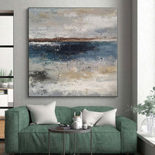 Load image into Gallery viewer, Oversized Gray - Blue Seaside Abstract Art for Beach House &amp; Nautical Café LargeART0471
