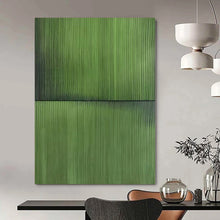 Load image into Gallery viewer, Grand Hand - painted Dual Green Stripes Acrylic Art for Minimalist Offices LargeART0197
