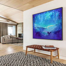 Load image into Gallery viewer, Blue Abstract Painting on Canvas - “Ocean Depths” DKH720
