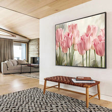 Load image into Gallery viewer, Pink Tulips “Delicate Blooms” Painting on Canvas, Gentle Floral Art DKH898
