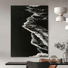 Load image into Gallery viewer, “Black - and - White Wave Silhouette” – Monochrome black and white, with wave silhouettes creating a strong contrast. DTP349
