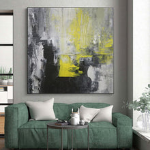 Load image into Gallery viewer, Hand - painted Substantial Gray - Yellow Abstract Urban Acrylic Art for Industrial - Style Lofts LargeART0063
