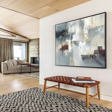 Load image into Gallery viewer, Blue - Gray Abstract Painting On Canvas with Subtle Reds DKH352
