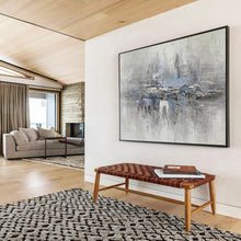 Load image into Gallery viewer, Gray - Blue Abstract Lake Painting On Canvas DKH349
