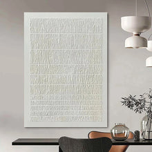 Load image into Gallery viewer, “Textured White Minimalism” - White Abstract Line Art on Canvas DKH1129
