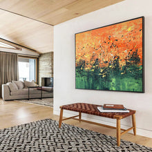 Load image into Gallery viewer, Orange - Green Splatter Abstract Art for Bohemian Café &amp; Artistic Studio DKH155
