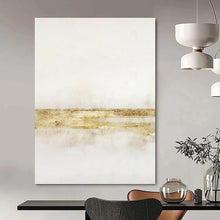 Load image into Gallery viewer, “White and Gold Minimalist Abstract” - Luxe Abstract Art on Canvas DKH1538
