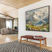 Load image into Gallery viewer, Snowy Mountain and Flower Field Abstract Painting on Canvas - “Alpine Dream” DKH674
