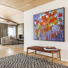 Load image into Gallery viewer, Colorful Floral “Patchwork Poppies” Painting on Canvas, Quirky Flower Art DKH853
