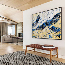 Load image into Gallery viewer, Hand - painted Large - Scale Abstract Blue Mountain Ranges Acrylic Art for Contemporary Art Galleries LargeART1751
