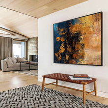 Load image into Gallery viewer, Blue - Gold Abstract Painting for Elegant Dining Room &amp; Art Gallery Corridor DKH267
