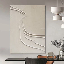 Load image into Gallery viewer, Beige Textured Lines Abstract Canvas Painting, Ideal for Minimalist Bedroom &amp; Serene Yoga Studio LargeART1094
