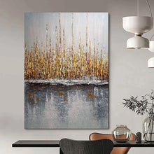 Load image into Gallery viewer, Gray &amp; Gold Reeds Abstract Painting, Ideal for Modern Living Room &amp; Nature - Inspired Office LargeART2103
