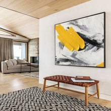 Load image into Gallery viewer, Bold Yellow &amp; Grey Abstract - Energetic Living Room Art LargeART1509
