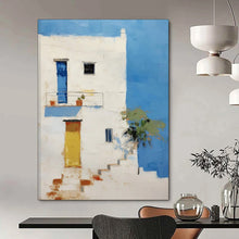 Load image into Gallery viewer, Mediterranean - Style Abstract Building Painting, Suited for Beach House Living Room &amp; Travel - Inspired Café LargeART1837
