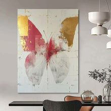 Load image into Gallery viewer, Abstract Butterfly Art, Red - and - Gold Toned Painting for Elegant Dining Room &amp; Art Deco - Style Hallway LargeART2207
