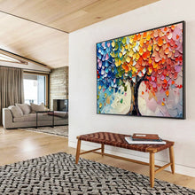 Load image into Gallery viewer, Colorful Palette “Rainbow Tree of Life” Painting on Canvas, Whimsical Wall Art DKH798
