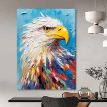 Load image into Gallery viewer, “Vibrant Eagle: Colorful Avian Majesty” Abstract Painting on Canvas, Patriotic Home Office Statement DKH1060
